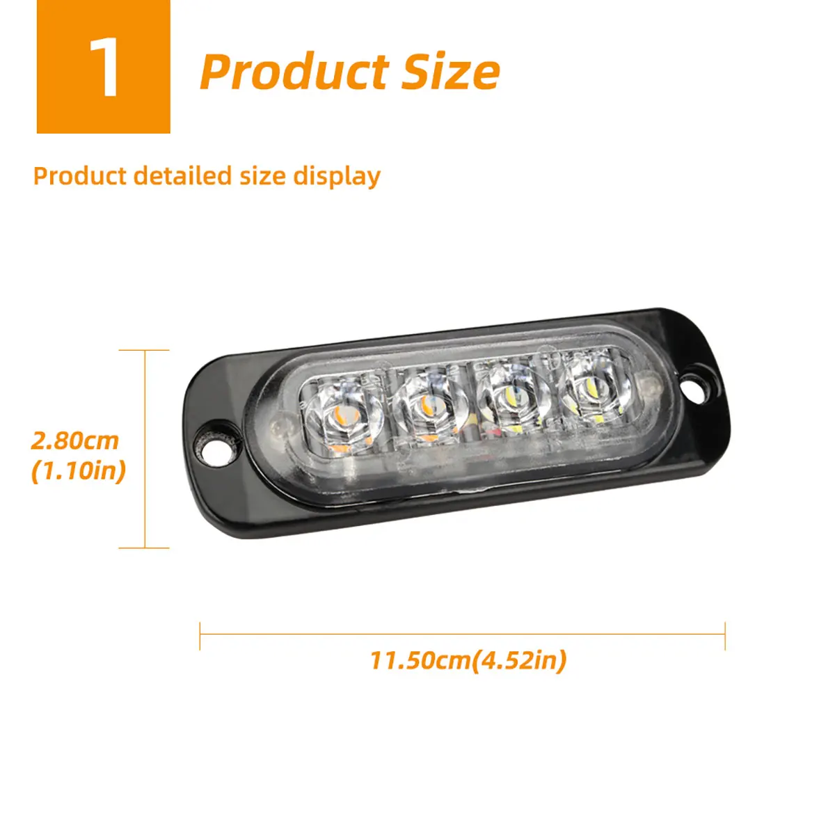 1pcs 4 LED 12V-24V Side Marker Lights Strobe Flashing Light Safety Front Rear Warning Light  for Truck Trailer BUS Van Caravan