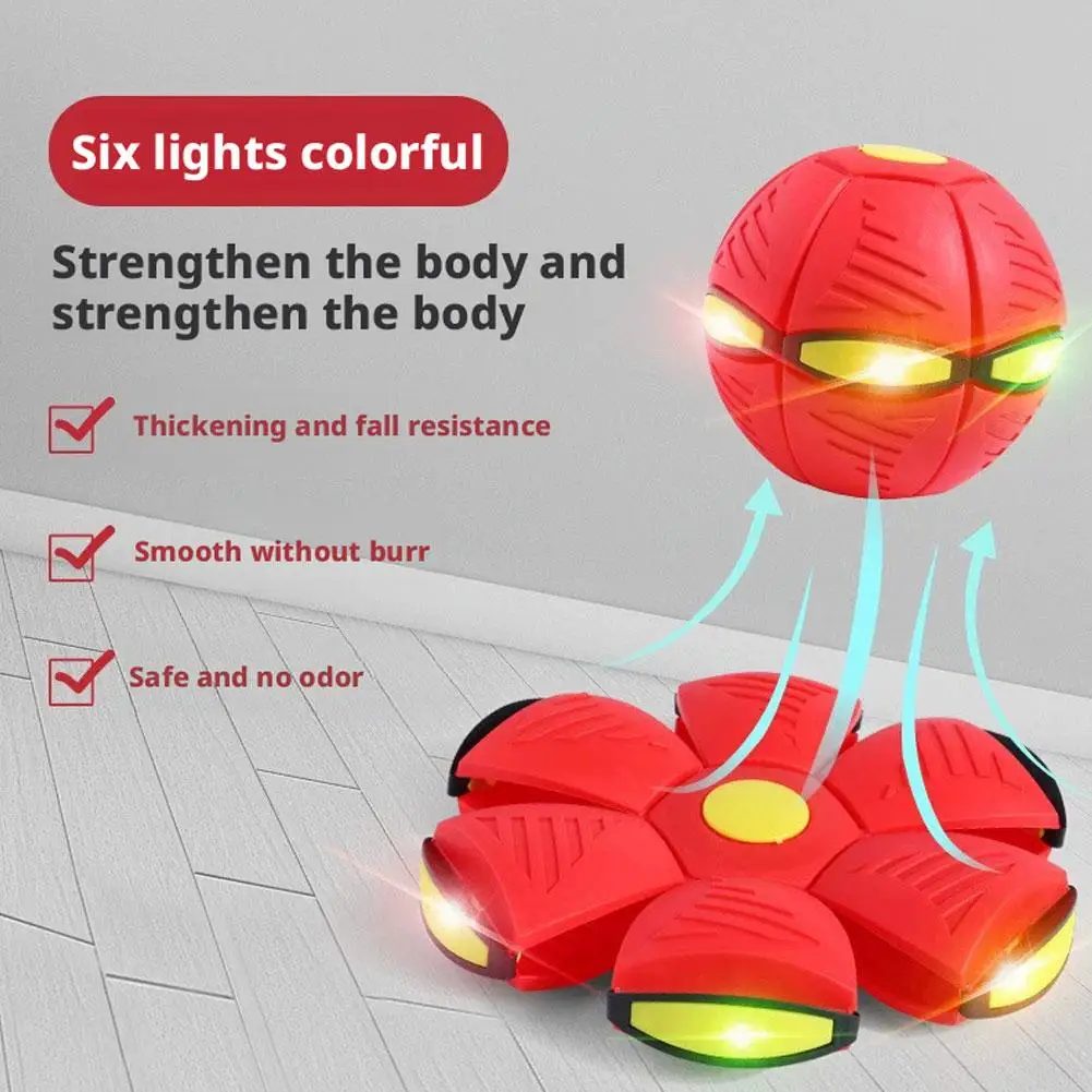 LED Light Up Step-On Deformable Flying Saucer Ball - Magic Elastic Disc Ball Toy for Kids utdoor Interactive Sports Toy