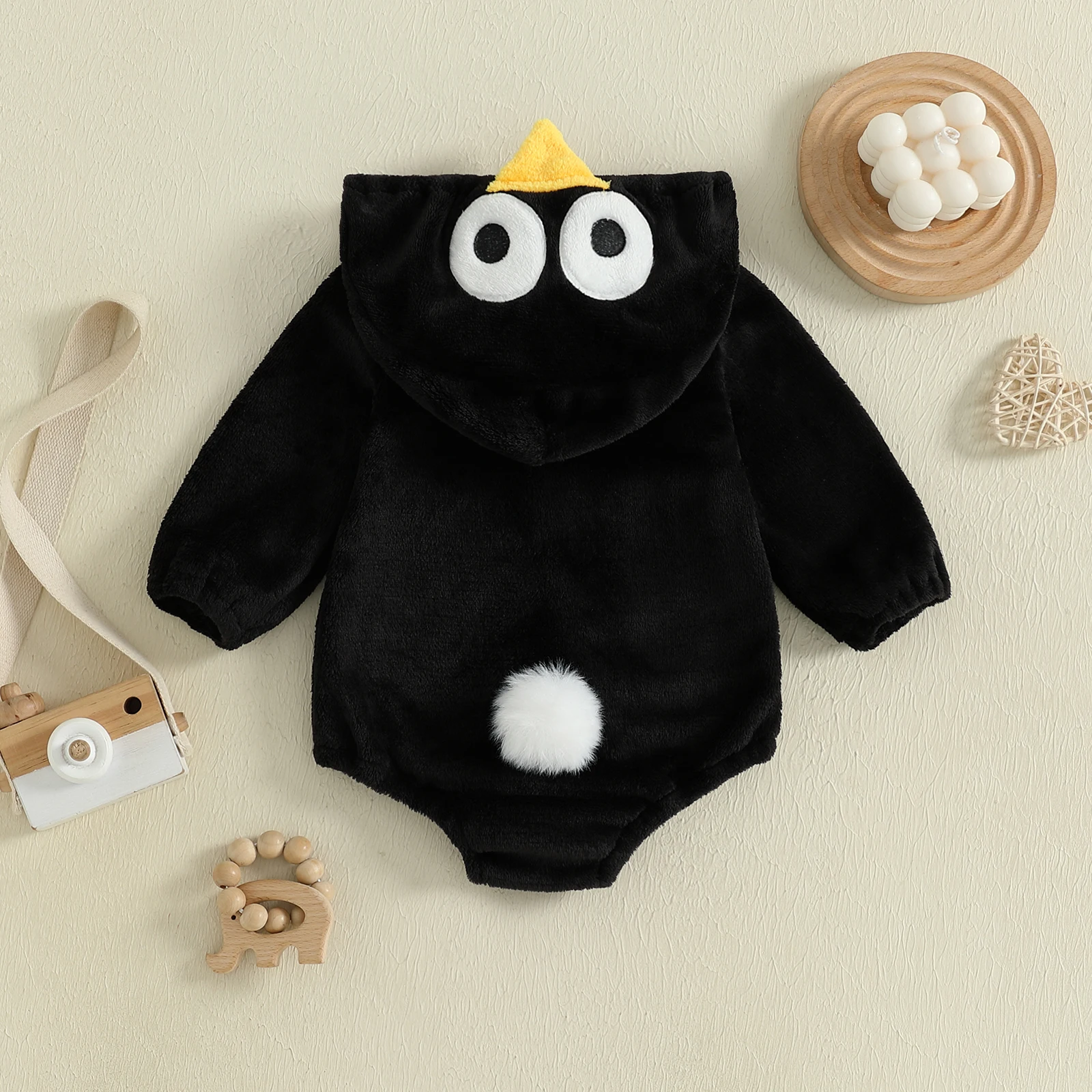 Tregren Infant Baby Halloween Costume Romper with Stockings 2Pcs Set Cute Zip Up Hooded Cow/Penguin/Monster Newborn Bodysuits