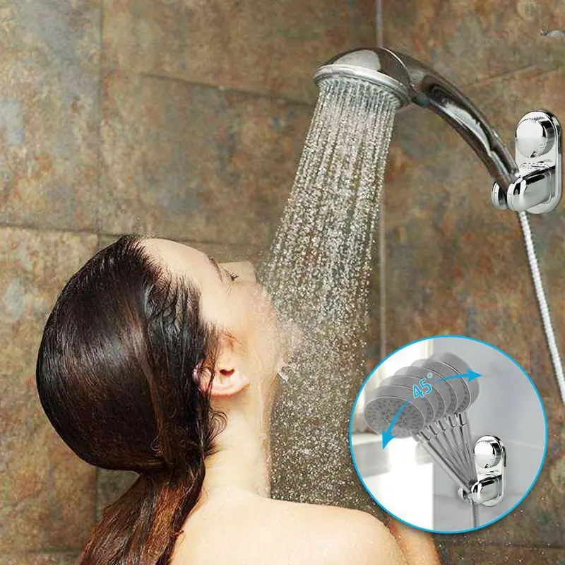 5 Mode Angle Adjustable Shower Head Holder, Super Power Vacuum Suction Cup Handheld Shower Bracket Wall Mount Showerhead Holder