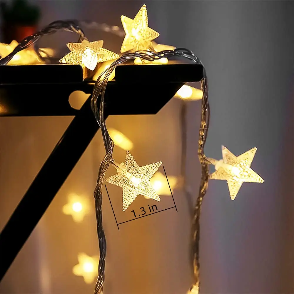 LED Star String Lights Christmas Garland Battery box Powered Wedding Party Curtain string Fairy Lamps For Home decor