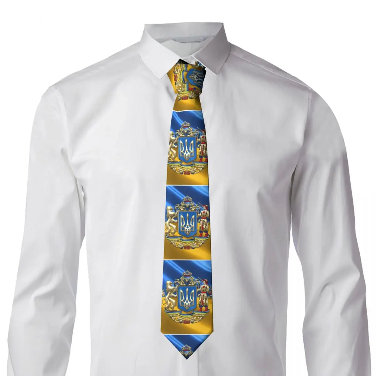 Classic Ukraine Proposed Greater Coat Of Arms Flag Neck Ties for Party Custom Men Ukrainian Patriotic Neckties