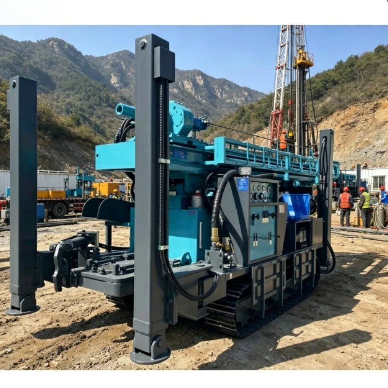 Hydraulic Crawler Mounted Water Well Drilling Rig Pump Depth 450m Agricultural Irrigation Industrial Water Borehole Hard Rock