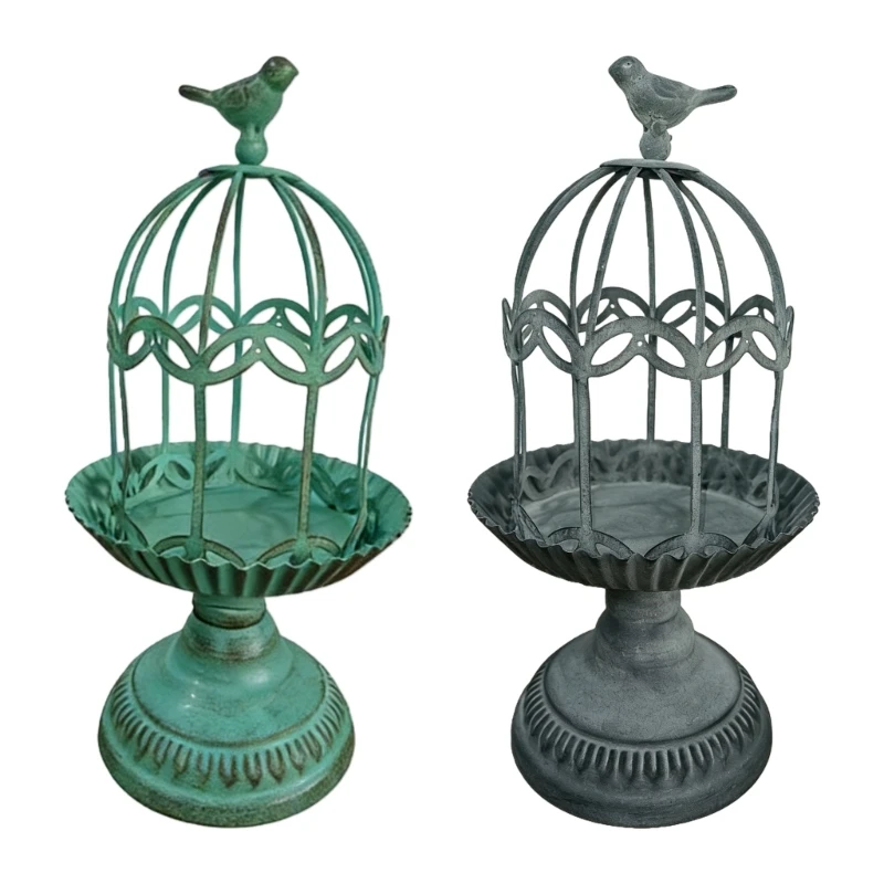367A Decorative Stand Iron Hollow Candlestick Birdcage Ornament for Living Room Hotel Garden Desktop Adornment Accessories