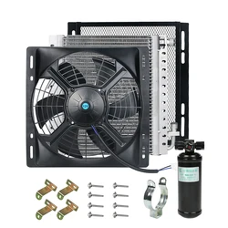 14''x14''x26mm Car Air Conditioner Condenser Assembly 120W Van Camper Parking Air Conditioner Cooling Fan Modification Parts