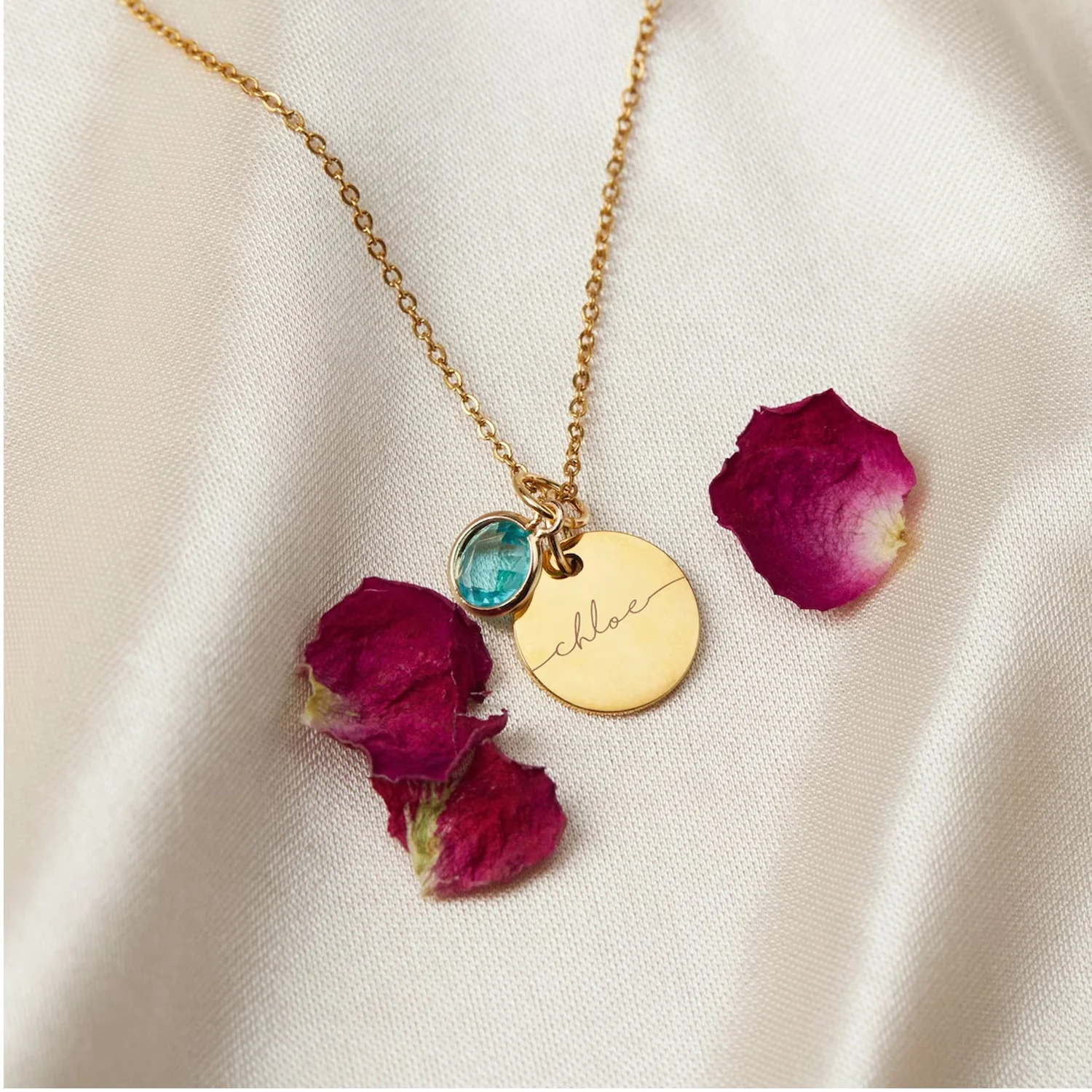 Gepersonaliseerde Ronde Edelsteen Geboortesteen Naam Ketting Voor Vrouwen Custom Ronde Naamplaatje Voor Haar Verjaardag Cadeau