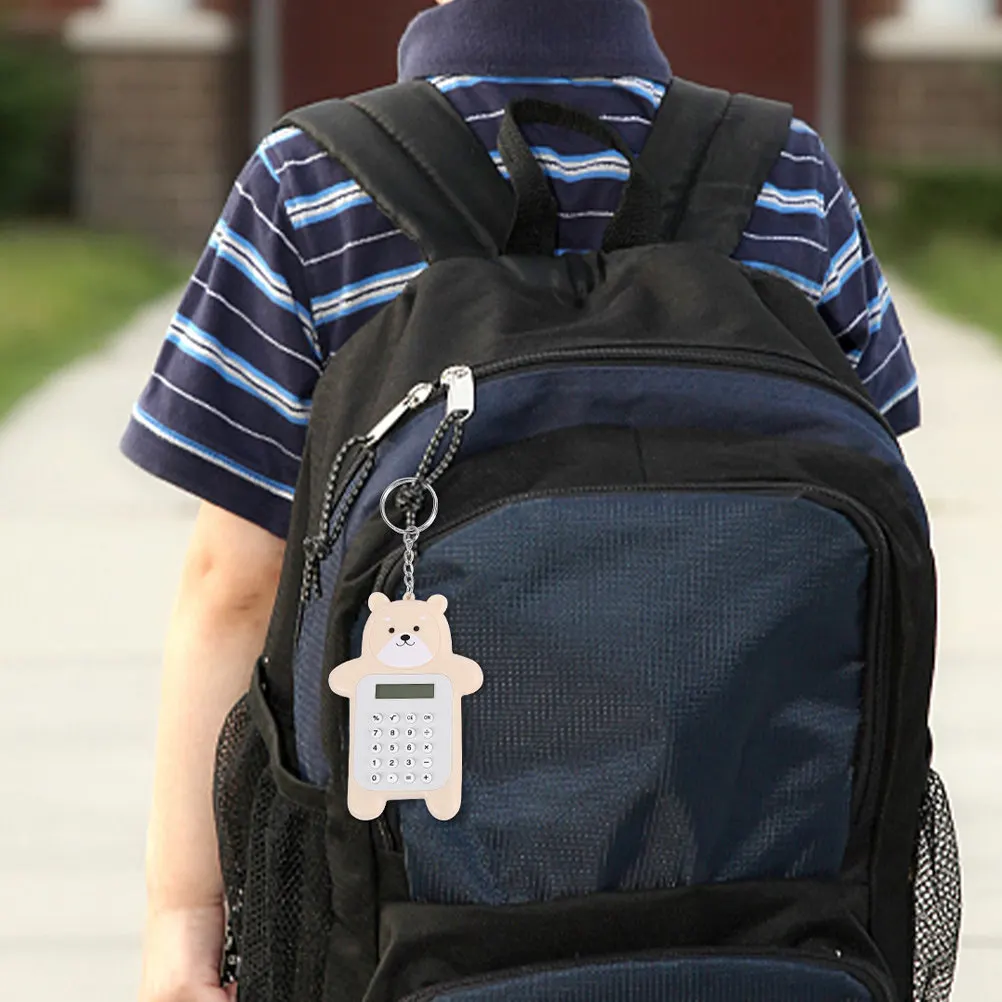 

Cute Bear Mini Calculator Keychain Lightweight Portable Hanging Calculator for Students Daily Math Basic Function Keyring