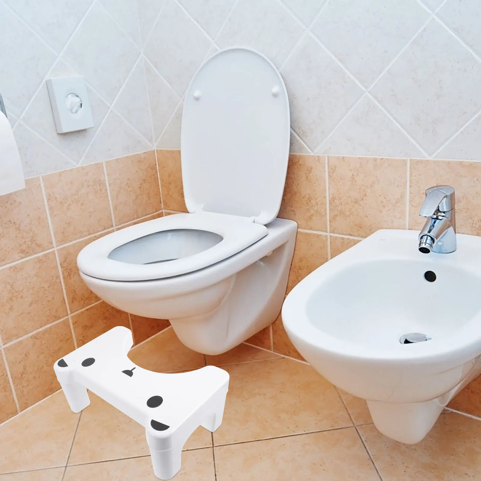 

Toilet for Adults Kids Potty Footstool PP Material Non Slip Foldable U Shaped Bathroom Supply Home Footstool Heighten Step Stool