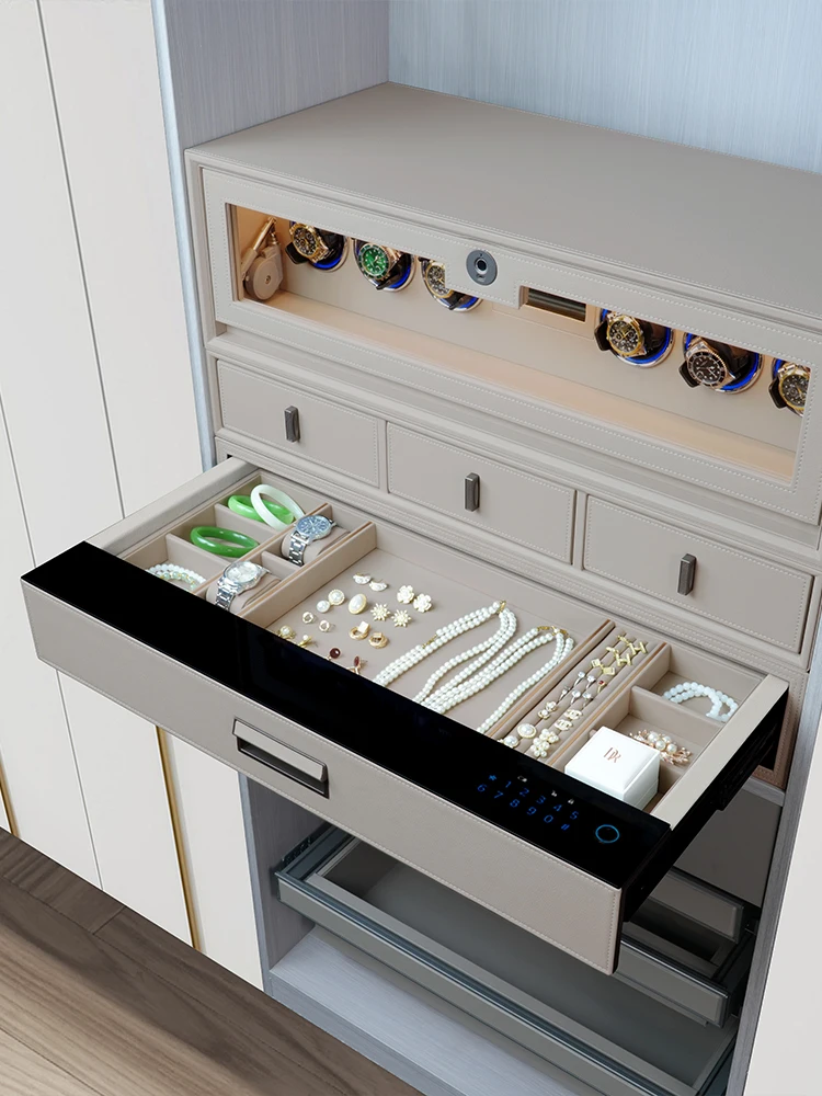 Password Drawer Drawer Safe In Wardrobe Home Safe Watch Shaker Anti-theft Hidden High-end Leather Jewelry Watch Office Bedroom