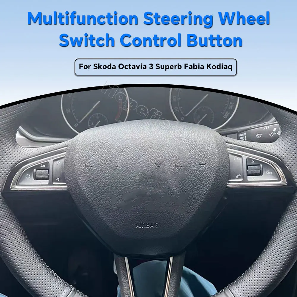 Car Steering Wheel Multifunction Button Audio Cap Switch Cover For Skoda Superb III Octavia A7 Karoq Kodiaq Fabia Scala Rapid