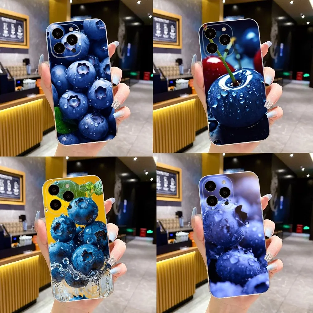 Blueberries Fruit Phone Case For iPhone 15,14,13,12,11 Plus,Pro,Max,XR,XS,X,7,8 Plus,SE,Mini Transparent Soft Cover