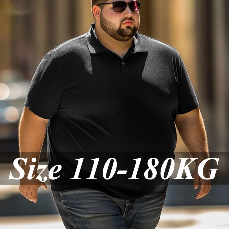 Plus Size Men's Polo Shirt 7XL 6XL 5XL Ice Silk Thin Loose Short Sleeve T-shirt Summer Casual Tees Pure Color Top Male Clothing