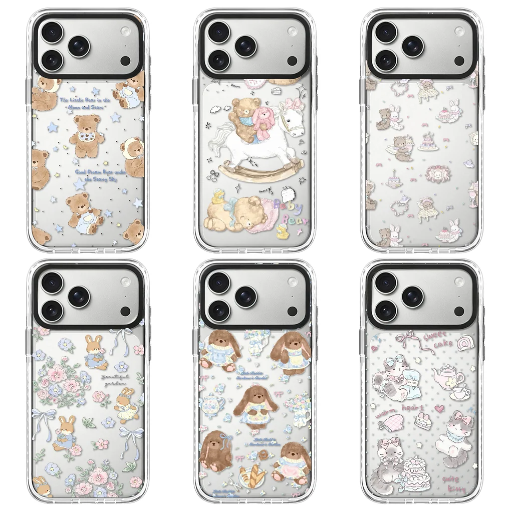 

Bear Dog Rabbit Cat 2.0 Acrylic White Border Phone Cover for IPhone 12 13 14 15 16 17 Pro Max Case for IPhone 17 Air