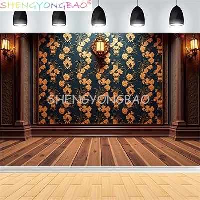 

Interior Wall And Floor Mouldings Photography Backdrops Retro Joinery Wood Paneling Palace Wedding Photo Background OR-18