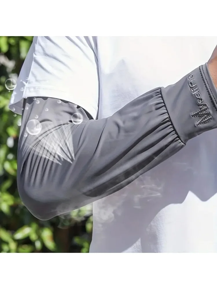 AliExpress NONE 1Pair Cooling Arm Sleeves Breathable Sun Protection Ice Slik Sleeves Summer Outdoor Sports Driving Cycling Sleeves Men Loose Arm