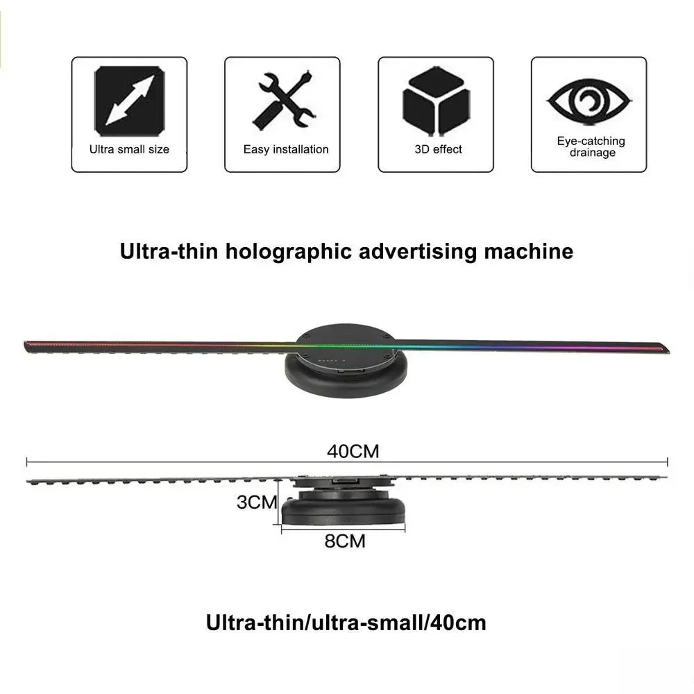 T40 Standard Set 3D Fan Holographic Projector Wifi Led Hologram Fan Light Commercial Display Images and Videos Player Cover Kit