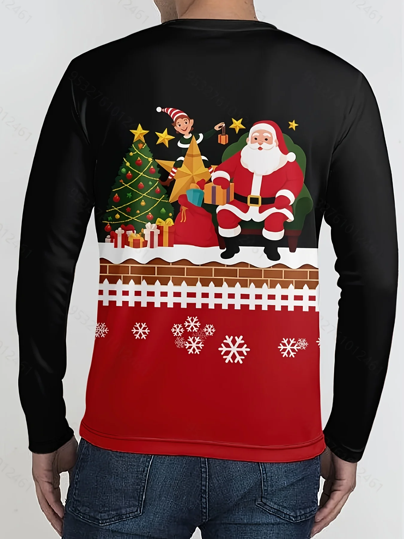 2026 الرجال الخريف والشتاء ثلاثية الأبعاد عيد الميلاد مطبوعة الجولة الرقبة طويلة الأكمام تي شيرت للدفء اليومي غير رسمي وارتفاع يومي #2