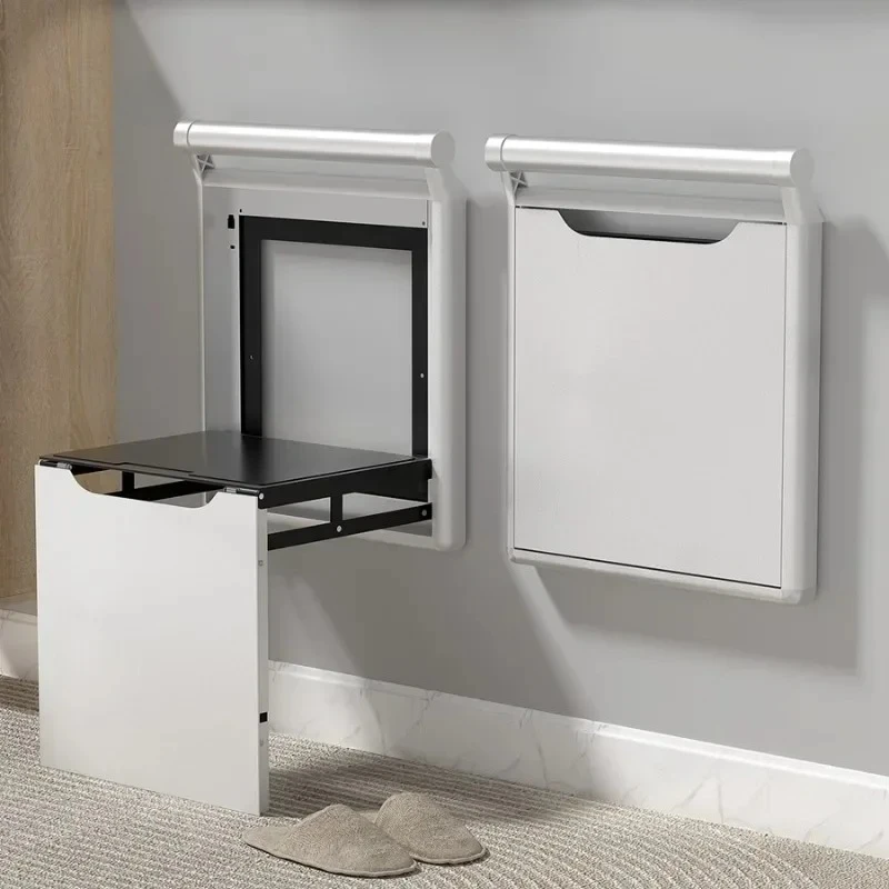 Folding Shoe Changing Stool Wall-mounted Entrance Bathroom Invisible Shoe Changing Stools Cloakroom Space-saving Ottomans z