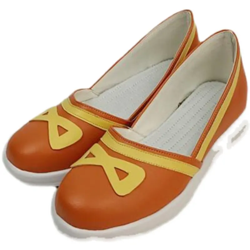 Anime Genshin Impact Yaoyao Cosplay Shoes Orange Short PU Leather Boots For Halloween Carnival
