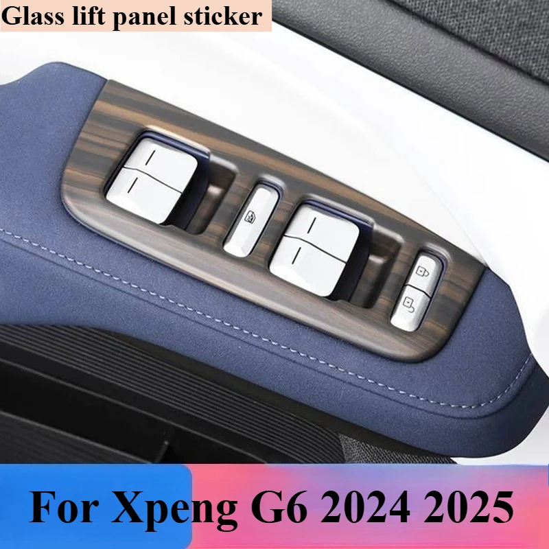 For Xpeng G6 2024-2025 Car Door Window glass Lift Control Switch Panel Cover trim Protector ABS CARBON Accessories