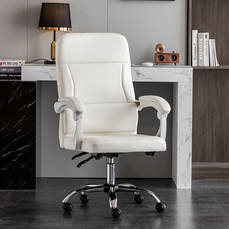 

White Armrest Office Chair Desk Ergonomic Massage Luxury Playseat Accent Comfy Armchair Leather Silla De Oficina Home Furniture