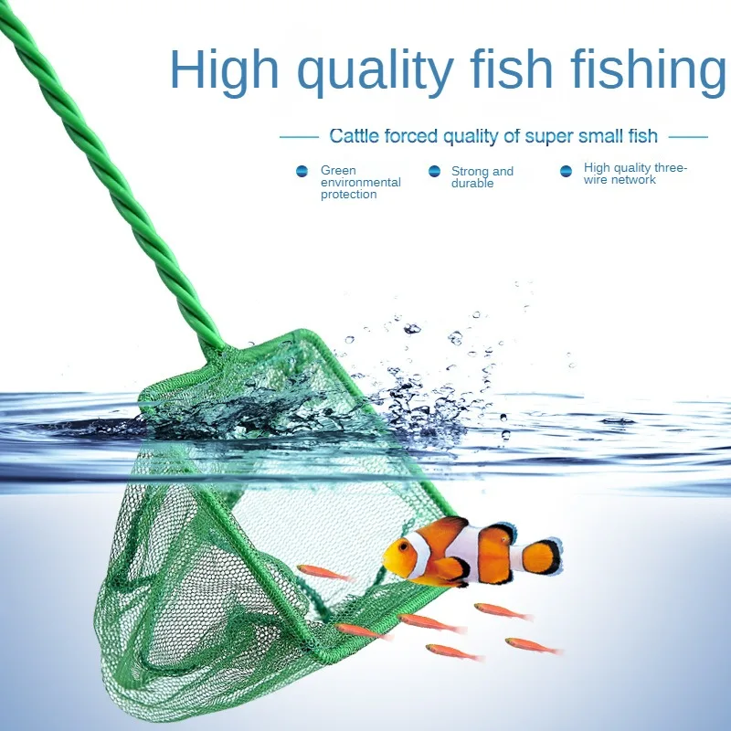 Portable Fish Net Long Handle Square Aquarium Accessories Fish Tank Landing Net Fishing Net Fish Floating Objects Cleaning Tool