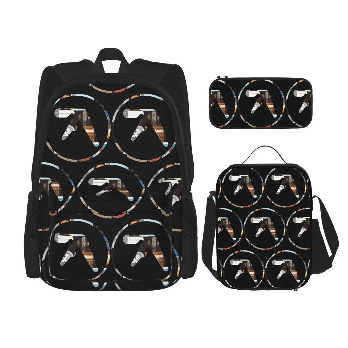 Aphex Twin Backpacks Kids Bookbag School Bags Rucksack Lunch Bag Pen Bag Three-Piece Set