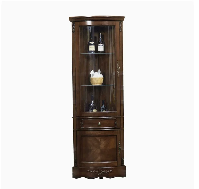 Solid wood corner cabinet corner shelf arc restaurant corner cabinet sideboard triangle wine cabinet hotel furniture