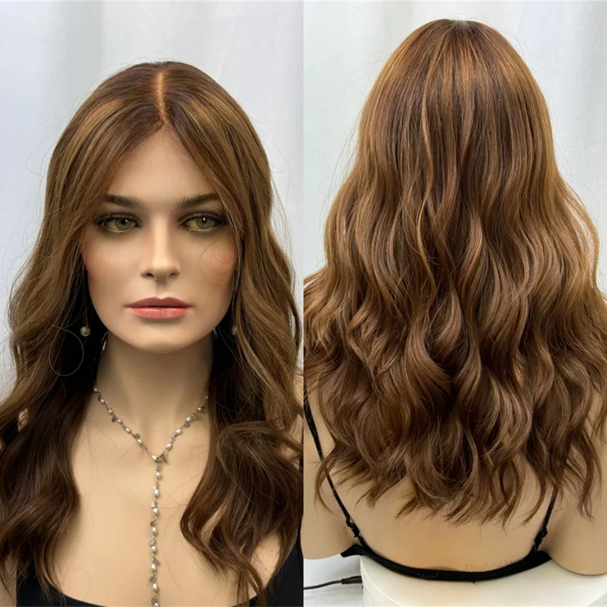 

13x4 Body Wavy Synthetic Wig Honey Blonde Brown with Dark Roots High Quality Wigs Heat Resistatn Fibre Women Hair Cosplay Party