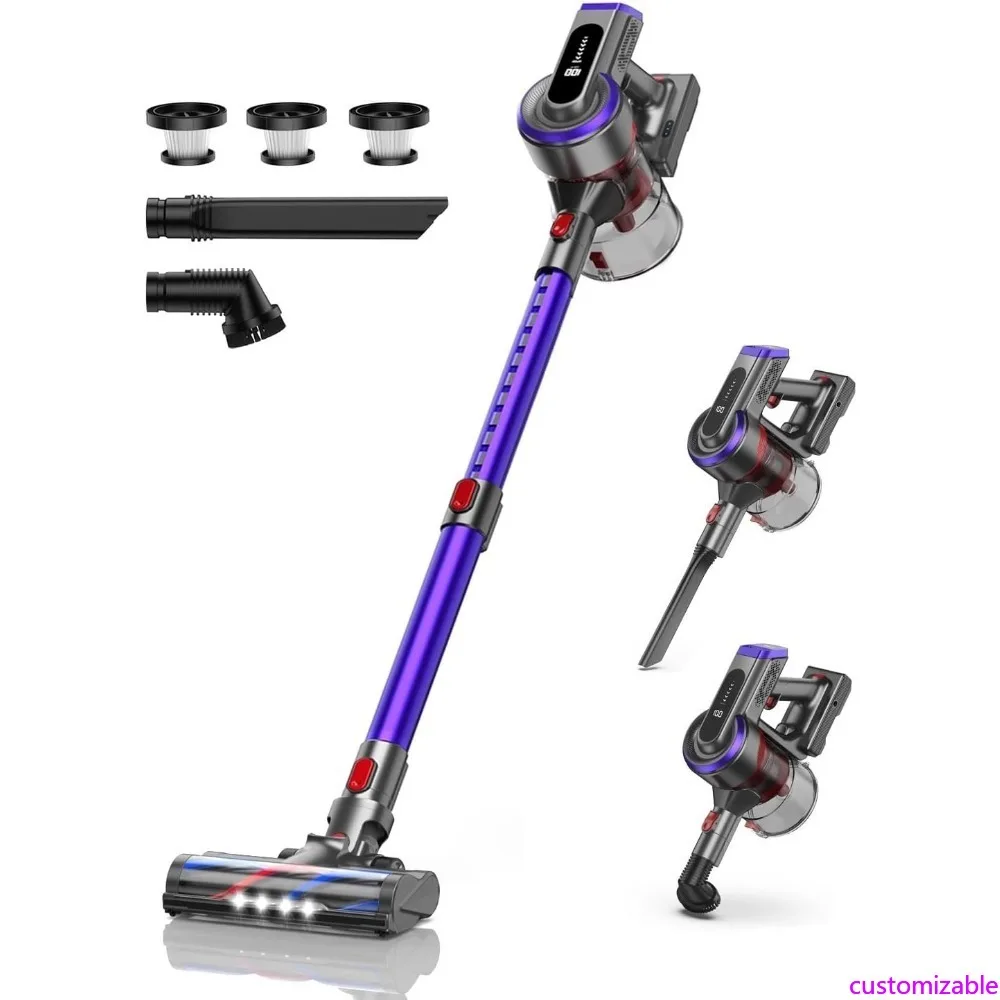 

Customizable Cordless Vacuum Cleaner, 450W 40Kpa Vacuum Cleaners for Home, Max 55Mins Anti-Tangle Stick Vacuum with Touch Displa