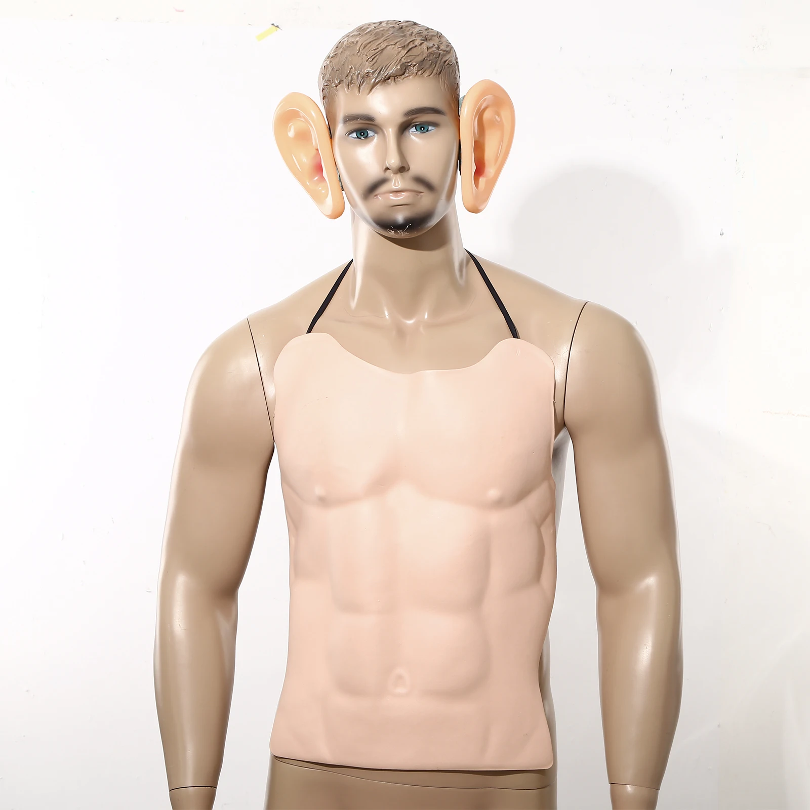 April Fool\'s Day Tricky Toys Simulation Fake Pectoral Muscle Fake Chest Pig Belly Big Ears Jokes Sausage Thick Mouth Halloween