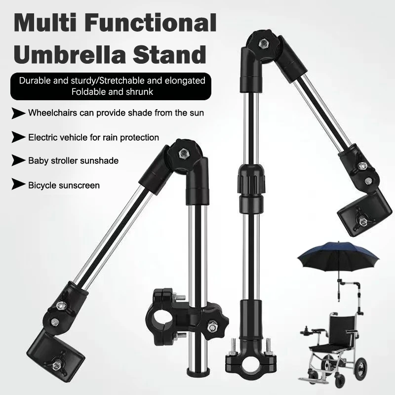 ✰✪Wheelchair Umbrella Attachment Wheelchair Stroller Umbrella Attachment Stainless Steel Handle Holder Clamp Supporter Connector