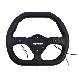 TIYPEOR D Shape 350mm Universal Leather Steering Wheel Competitive Karting Drift Racing PC Simulation Game Steering Wheel