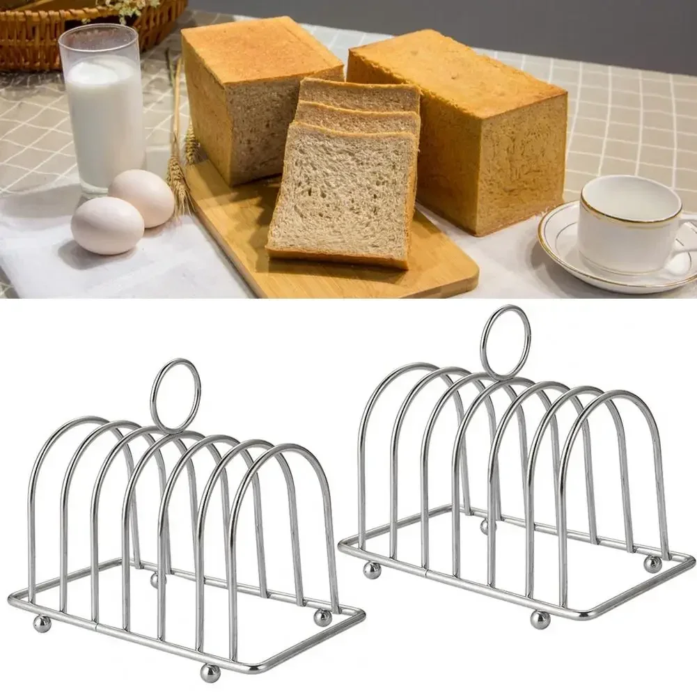 Stainless Steel Toast Bread Rack Restaurant Home Bread Holder 6 Slices Food Display Tool For Restaurant Kitchen Accessories