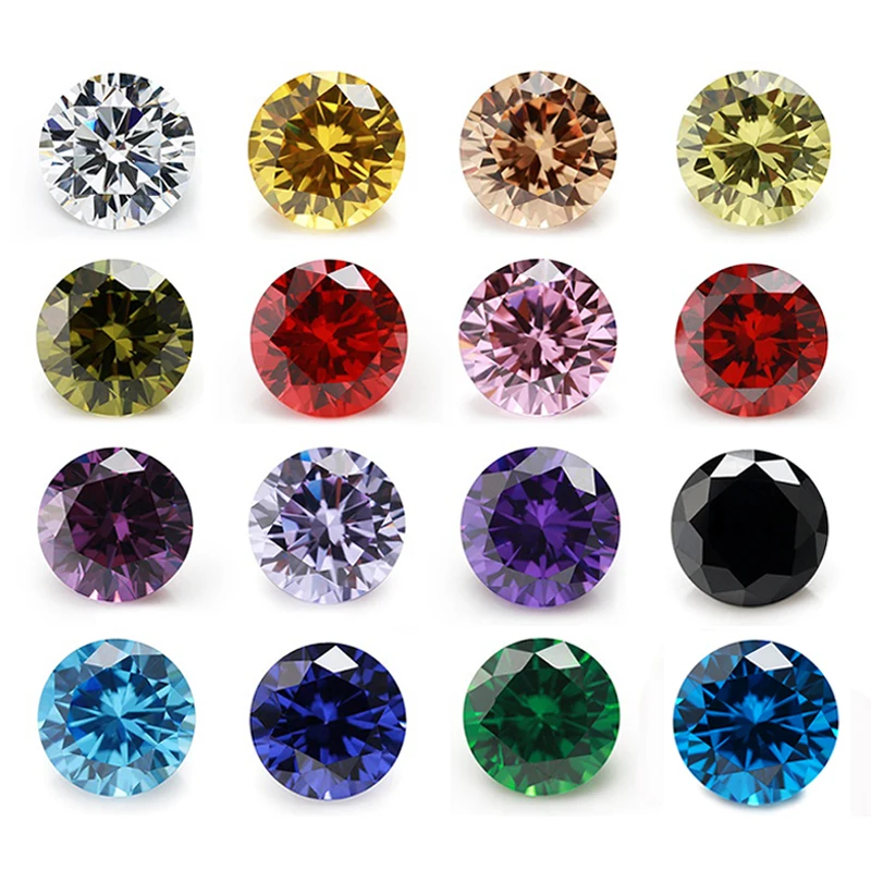 Size 1~10mm 5A Various Color Round Cut Cubic Zirconia Stone Loose CZ Synthetic Gems JIANGYUANGEMS