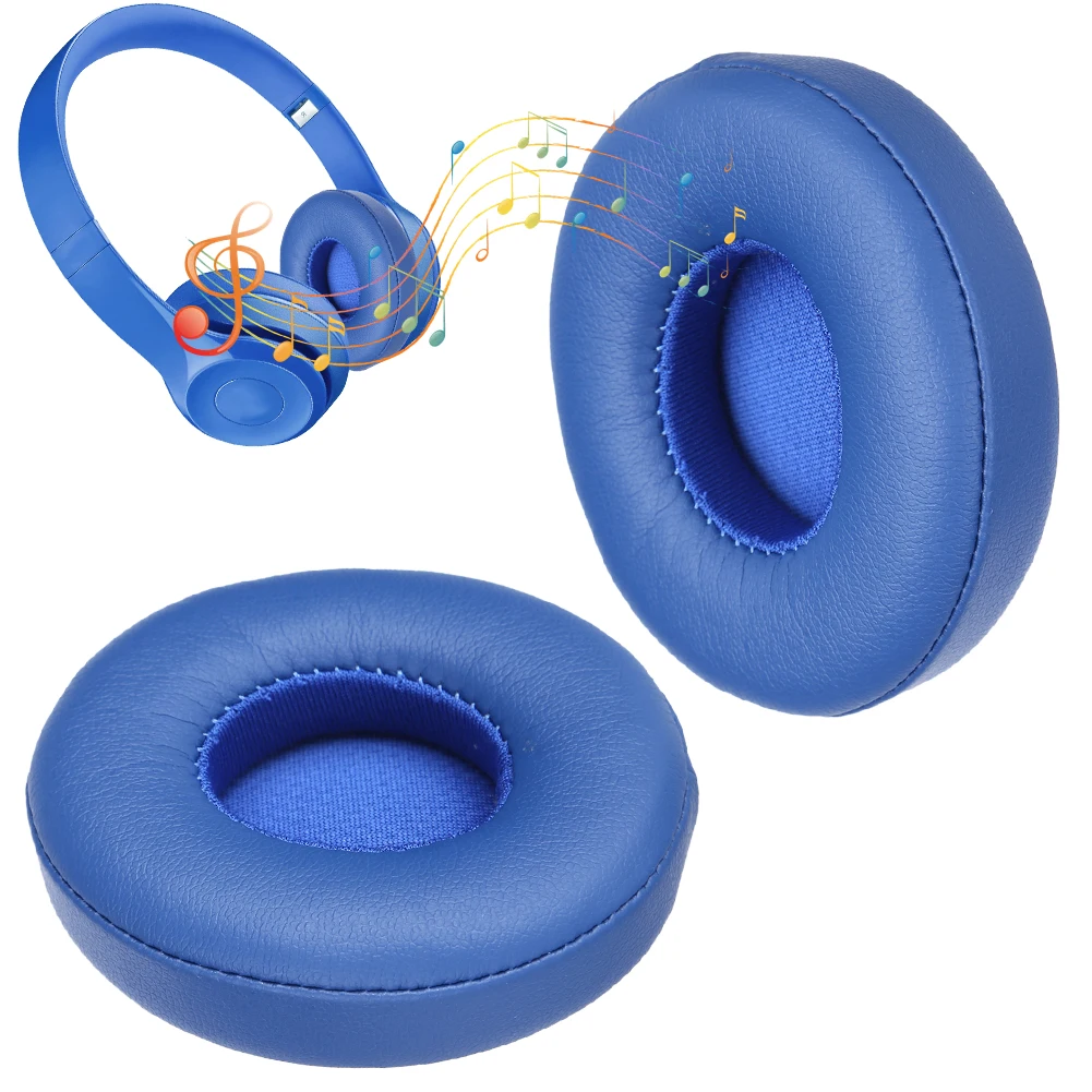 Ear Pads Cushions Protein Leather Cushions Cover Earmuff Ear Cups Repair Parts for Beats Solo 2 & Solo 3 Wireless Headphones