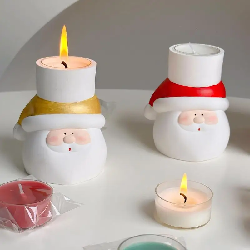 Christmas Tealight Candle Holder Santa Claus Candlestick Holiday Tabletop Holder Cute Funny Creative Craftsmanship Christmas