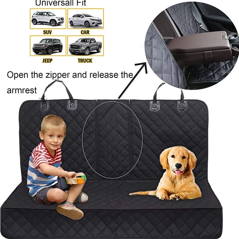 

Dog Car Seat Cover With Zipper Waterproof Nonslip Back Seat Protector Universal SUV Travel For Dogs & Family Trips
