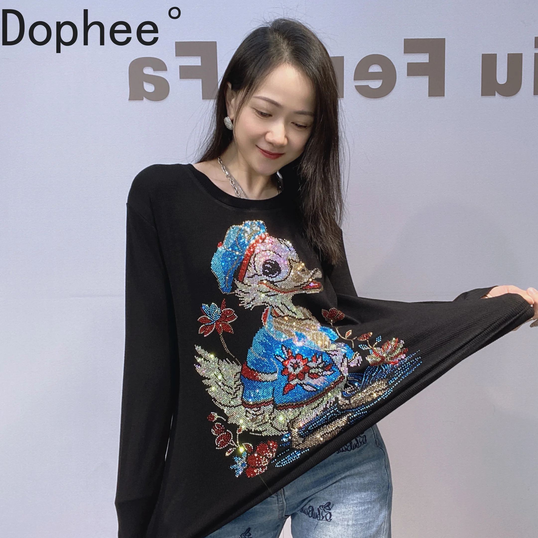 

Модная черная хлопковая базовая футболка для женщин, новые осенне-зимние эластичные тонкие футболки с длинными рукавами, горячие пуловеры с героями мультфильмов