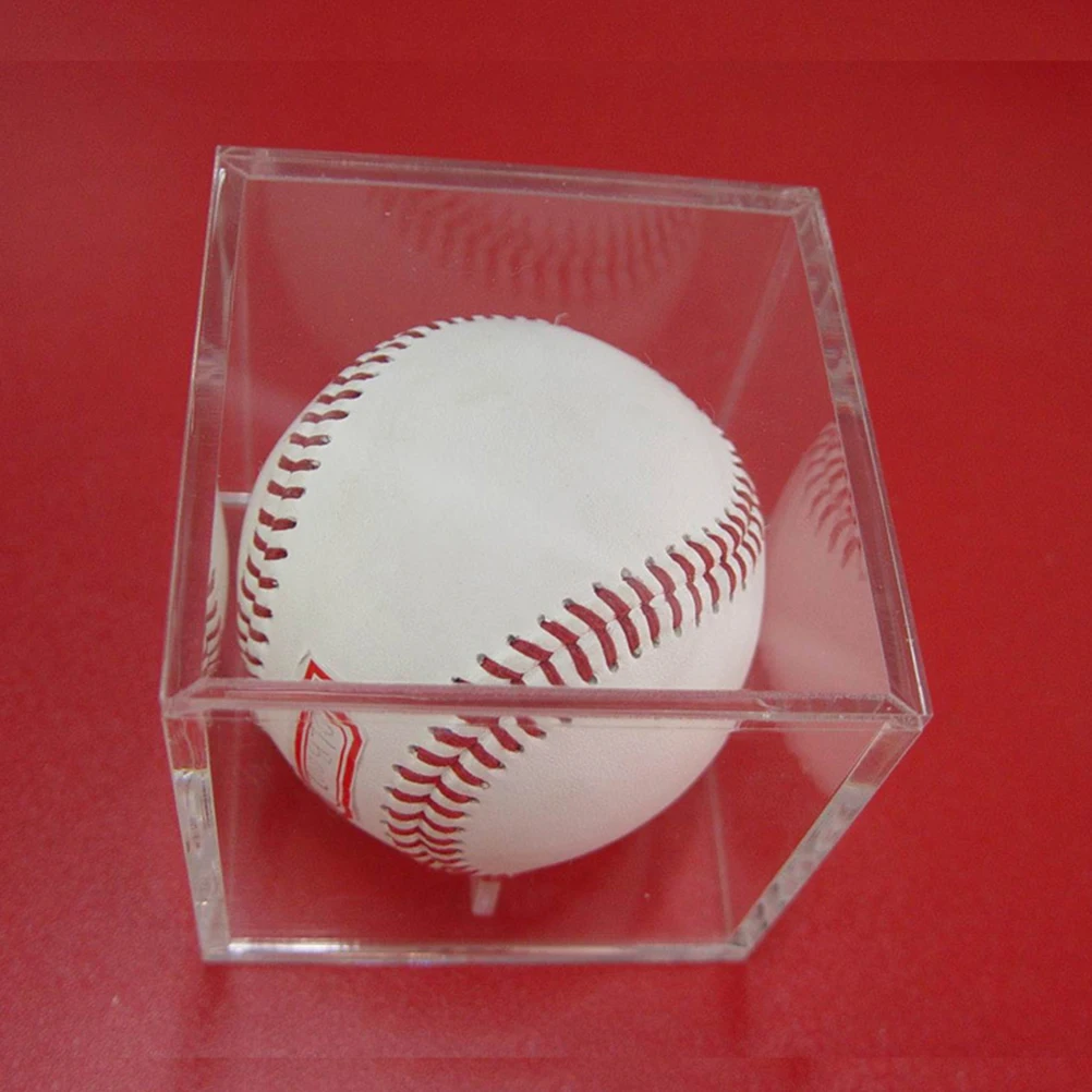 

2 pcs Acrylic Baseball Display Case Clear Ball Stand Transparent Holder Trophy Box 4-Pronged Cradle Durable