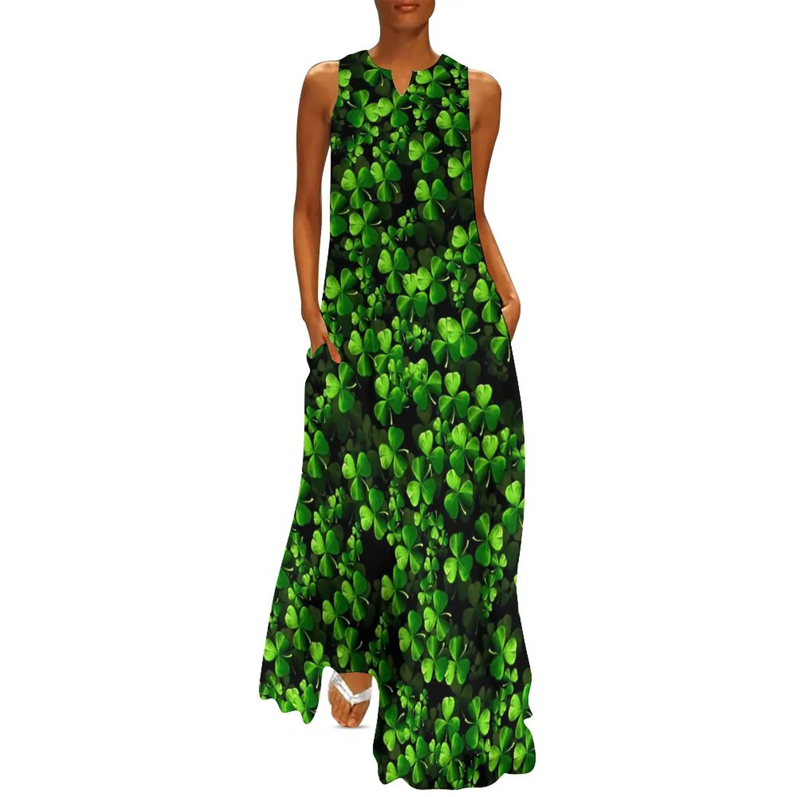 St Patrick's Day Dress Happy St Patricks Amazing Shamrocks Modern Maxi Dress Print Casual Long Dresses Fashion Oversized Clothes