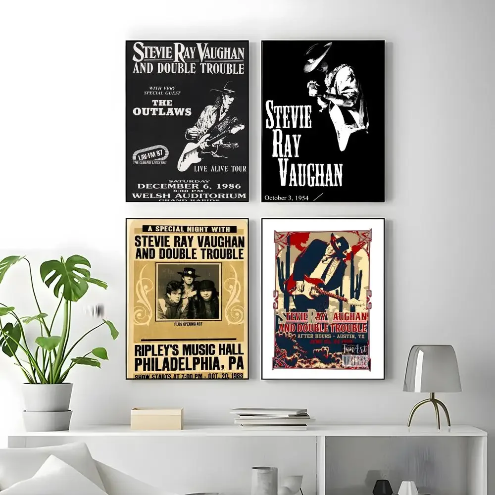 S-Stevie Ray Vaughan Band Poster Sticky HD Quality Wall Art Retro  For Home Room Wall Decor