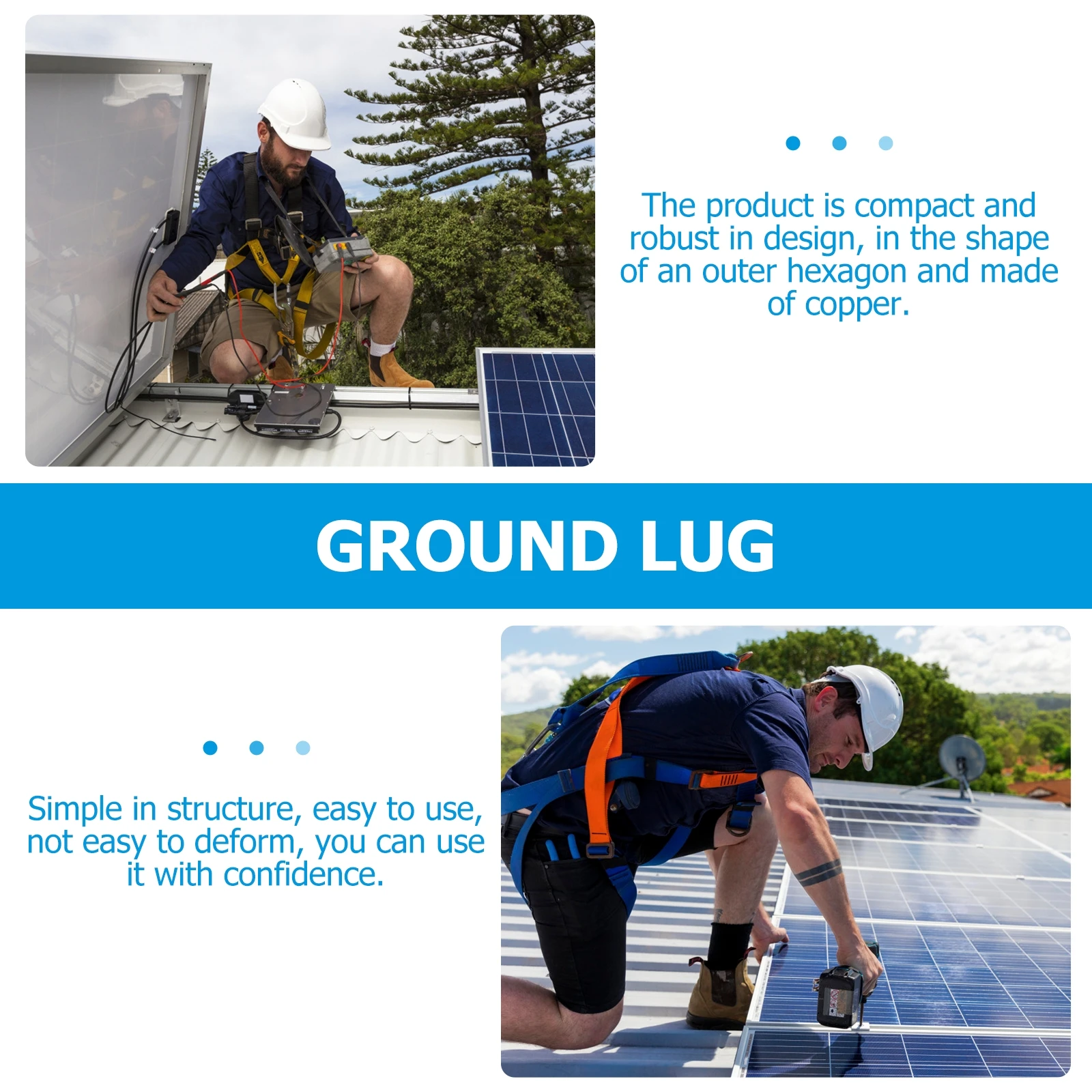 

2 шт., зажим для заземления на солнечной батарее, медный защитный зажим, фотоэлектрический болт на соединительном кабеле, ушной наконечник, серебристый, простая установка