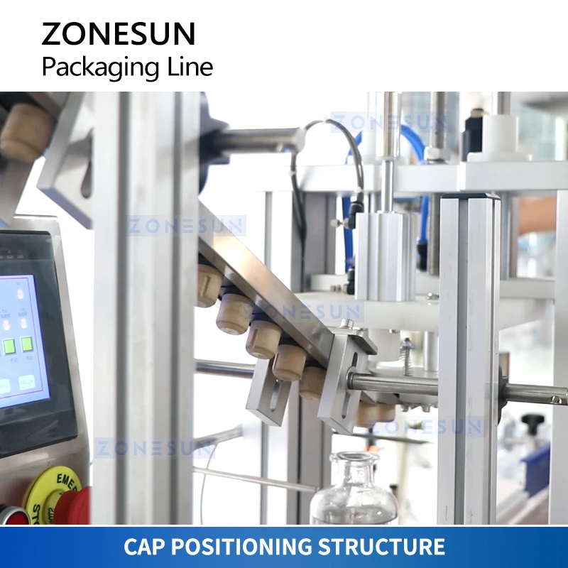 Zonesun linha de produção de embalagem de garrafa de vinho, enchimento líquido, tampa de cortiça, cápsula de pvc, termo retrátil, rotulagem redonda ZS-FAL180Z5