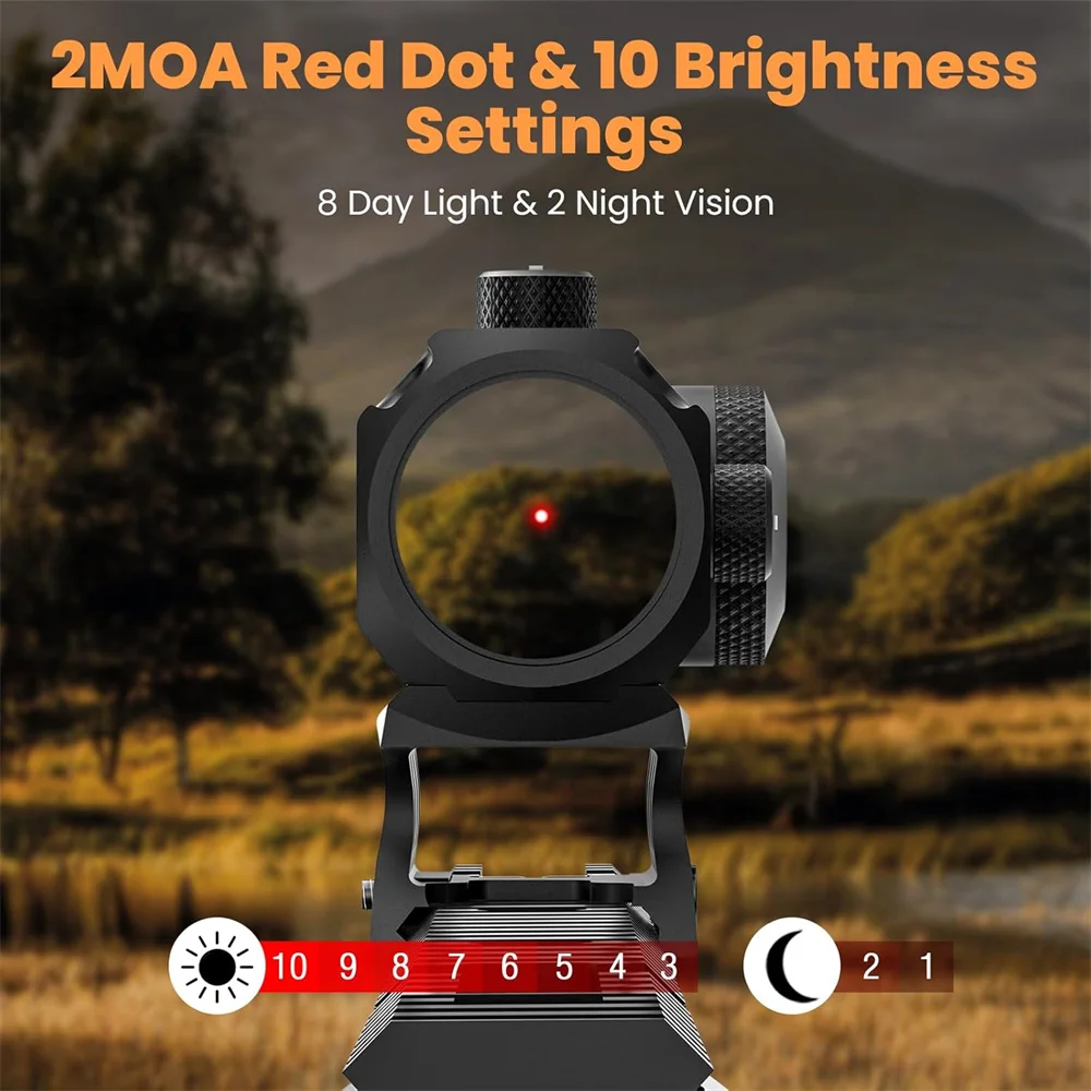 Red Dot Sight 2 MOA Motion Awake Red Dot Optics Compact Red Dot Scope with Co-Witness Riser and Low-Profile Mount Rifle Scope