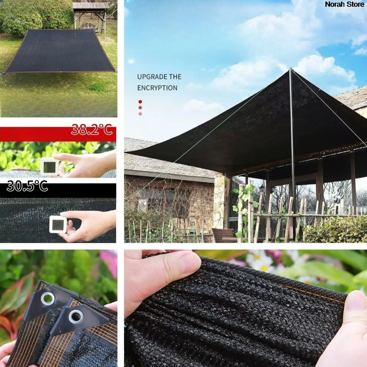 Outdoor Awning HDPE UV Protection Shade Mesh 75% Shade Rate Car Pergola Garage Solar Shade Mesh Black5x4m 5x5m 5x6m