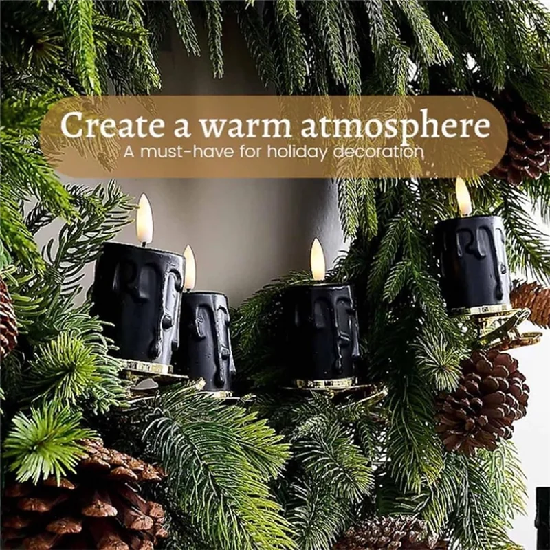 A25F-Festival Clip Led per candele natalizie Clip su candele per albero di Natale Candele tremolanti a batteria