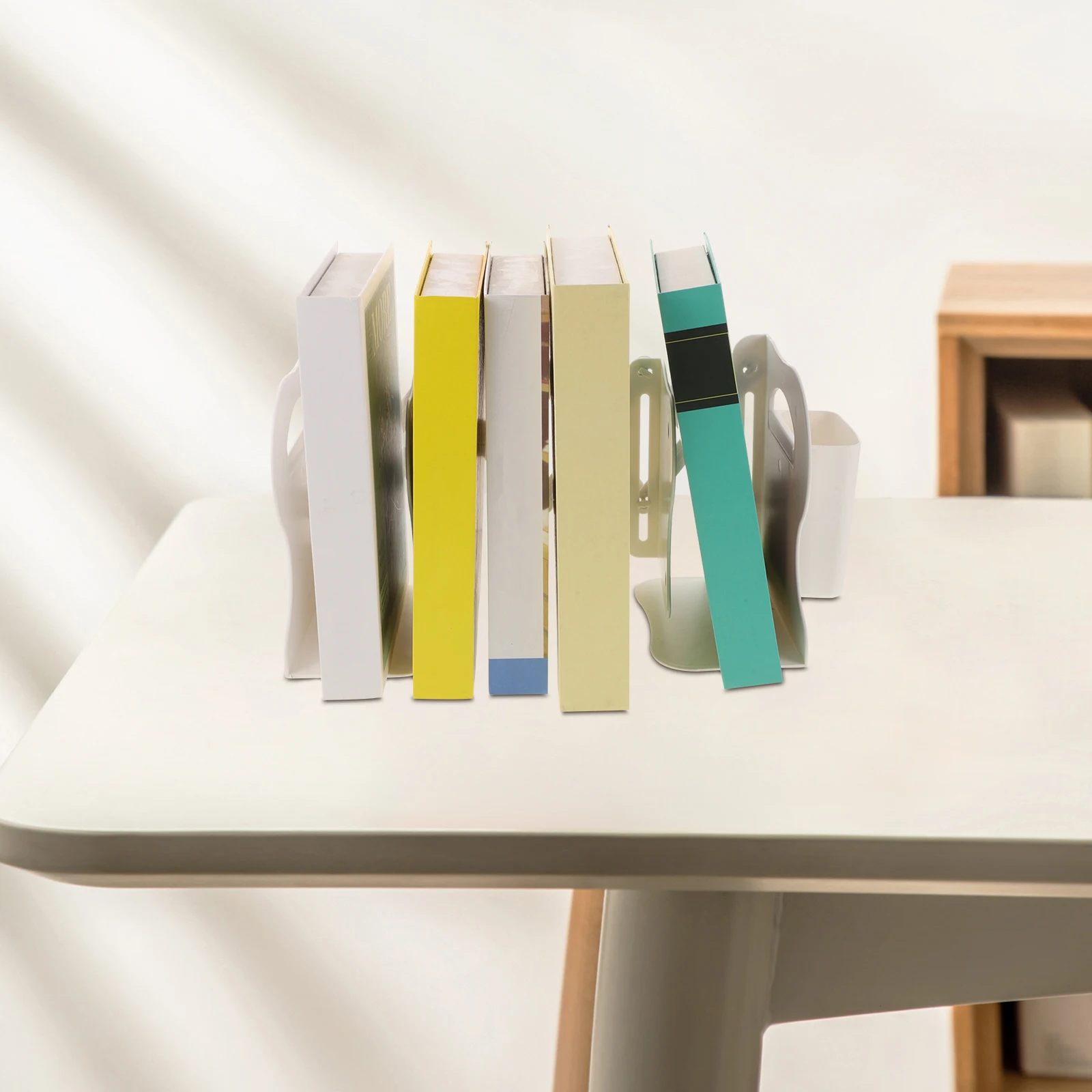 

Foldable Book Holder for Desk Bookshelf Organizer Plastic Desktop Stand Nonskid Base Heavy Duty Bookends Storage Rack Light