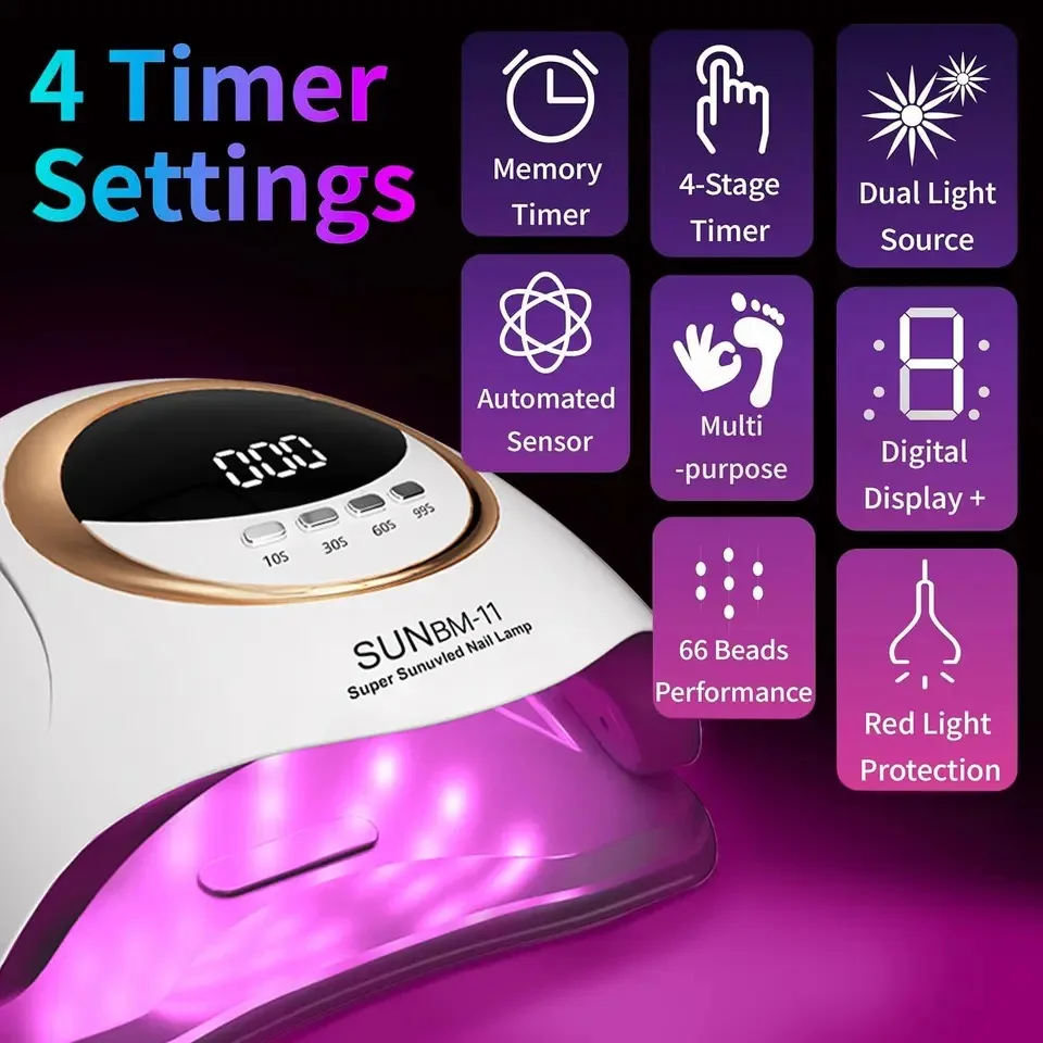 66LEDs Powerful Nail Dryer UV LED Nail Lamp For Curing Gel Nail Polish With Motion Sensing Manicure Pedicure Salon Tool