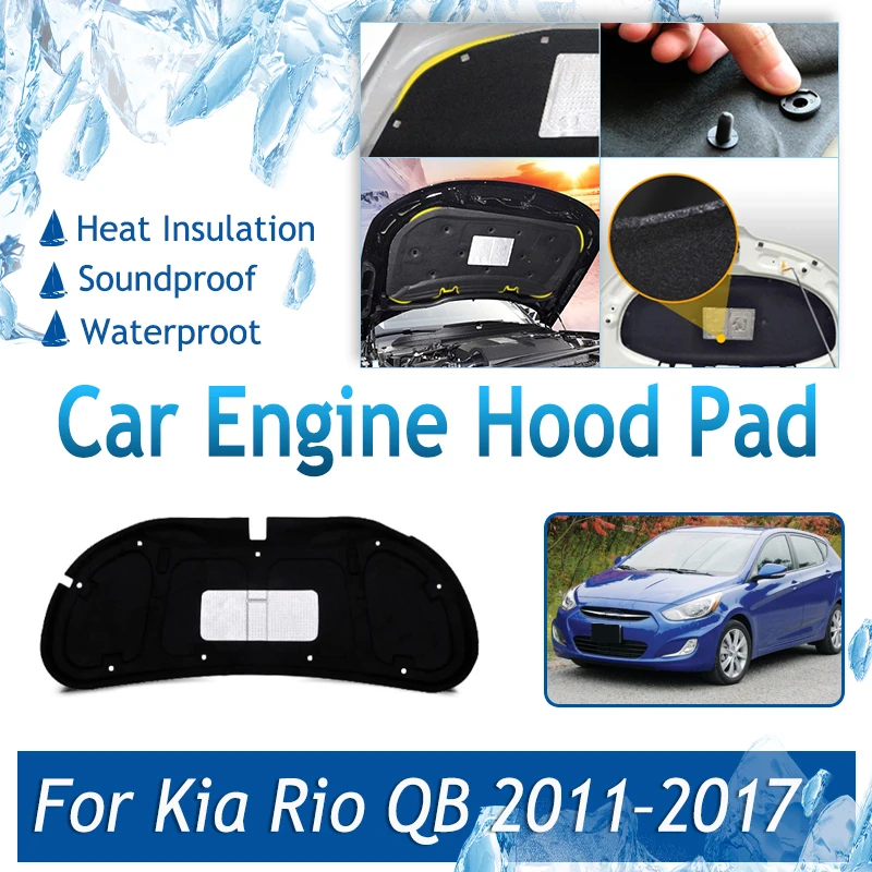 For Hyundai Accent Verna Solaris RB RC 2011~2018 Car Front Engine Hood Pads Sound Insulation Covers Heat Shades Auto Accessories